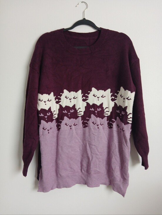 BloomChic Sweaters - Bloom Chic Sweater Cats Purple Plum Size 12